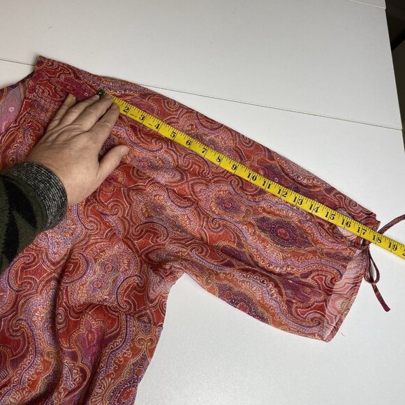 Maggie Barnes  Womens Top Orange Southwest Paisley Sheer Boho Sz 26/28 - Picture 10 of 10